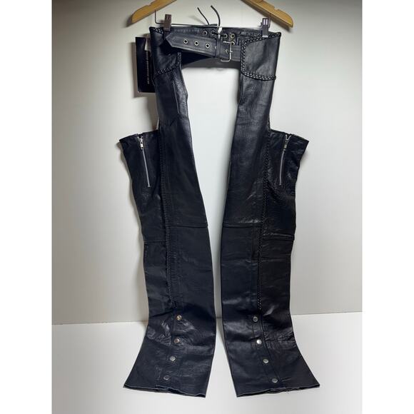 X Element Advanced Motorcycle Gear Black Leather Riding Chaps Women’s Sz 4 Biker - Picture 1 of 8